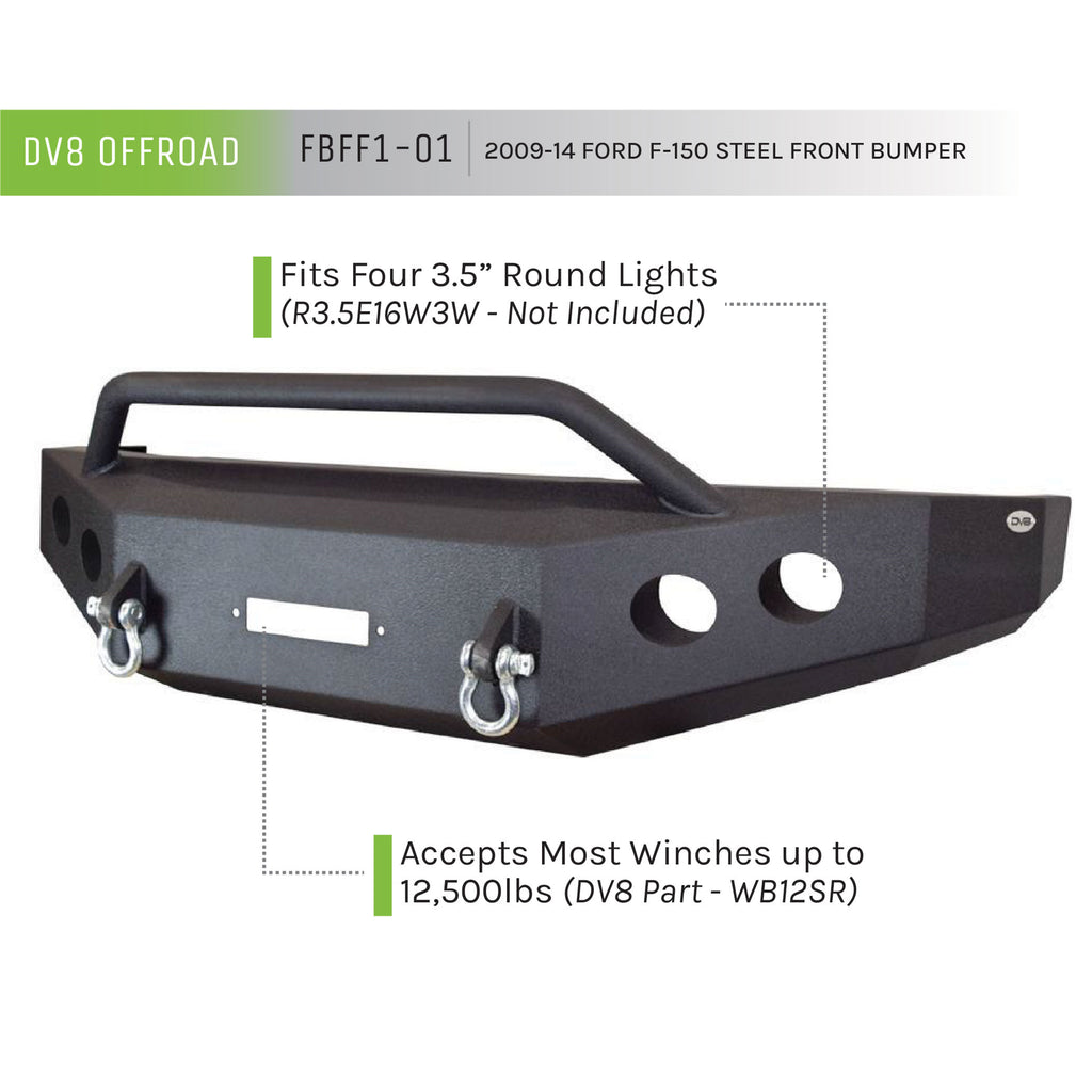 ~(133.1-Lbs.-78X33x24)~-F-150-Front-Bumper-09-14-Ford-F-150-Dv8-Offroad