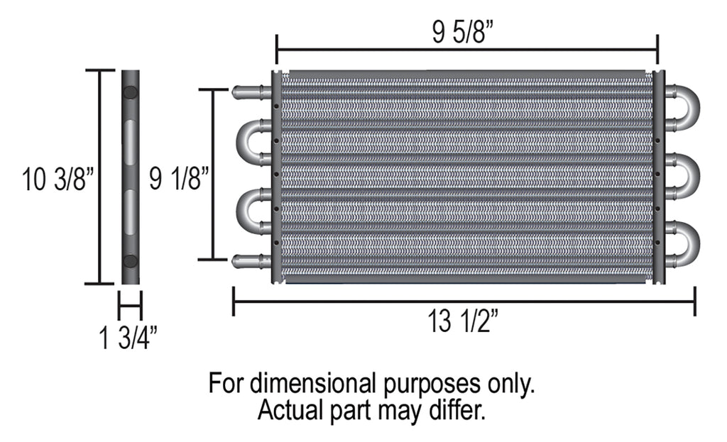 Derale 13300 16 Pass 16" Tube & Fin Electra-Cool Replacement Cooler, -6AN