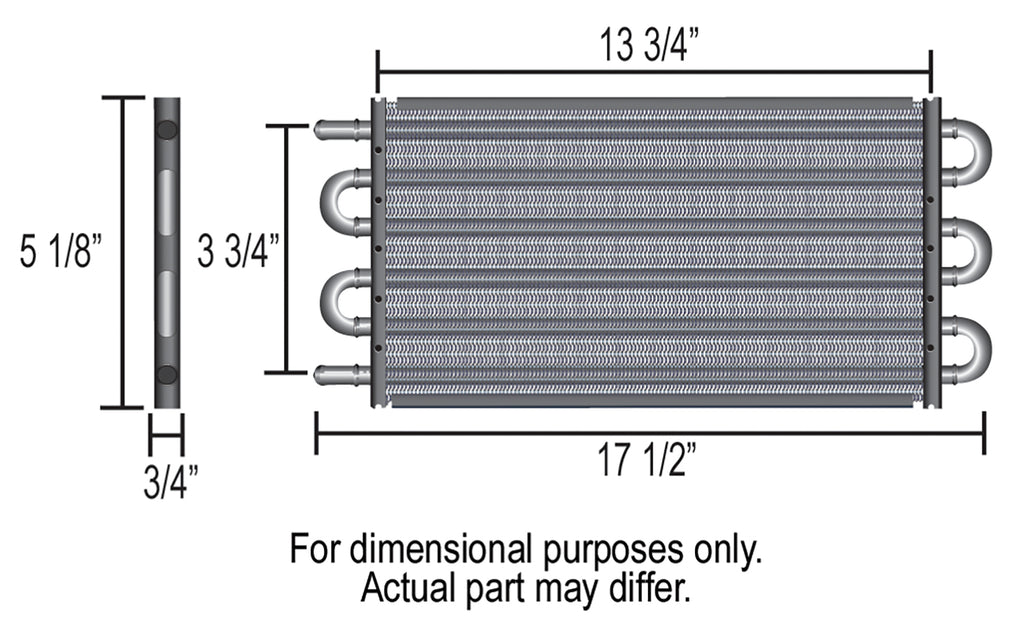 Derale 13312 4 Pass 17" Series 7000 Copper/Aluminum Transmission Cooler, -6AN