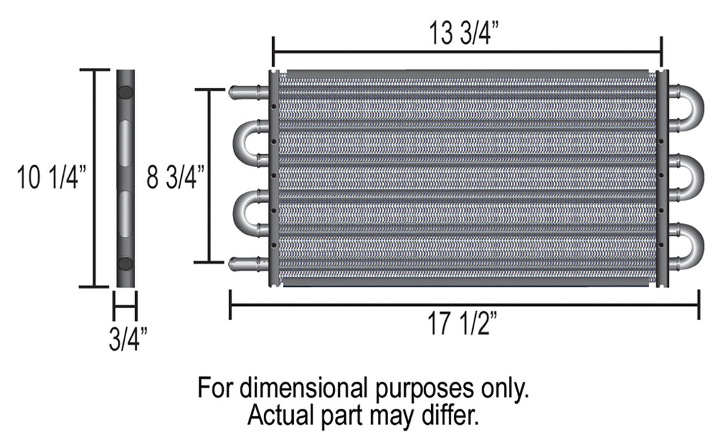 Derale 13314 8 Pass 17" Series 7000 Copper/Aluminum Transmission Cooler, -6AN