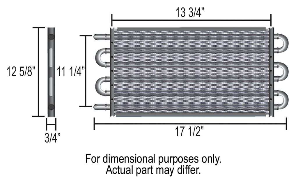 Derale 13315 10 Pass 17" Series 7000 Copper/Aluminum Transmission Cooler, -6AN