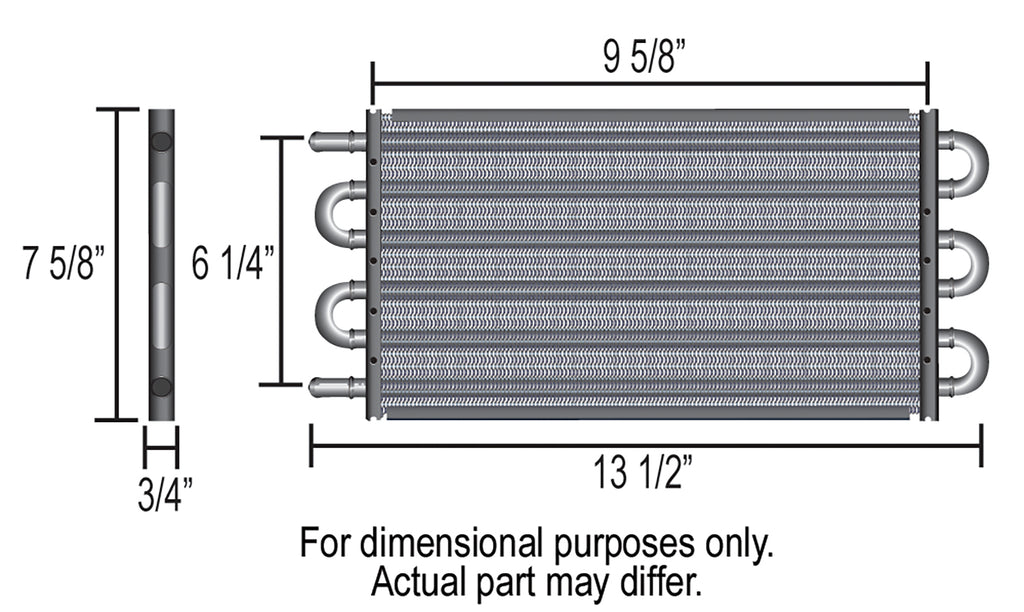 Derale 13316 6 Pass 13" Series 7000 Copper/Aluminum Transmission Cooler, -6AN
