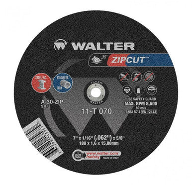 Walter 11T070 Zipcut 7X1/16X5/8'' T1 Cut-Off Wheel