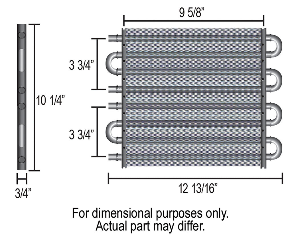Derale 13322 4 & 4 Pass Dual Circuit Tube&Fin Cooler, 11/32" & 1/2" Barb