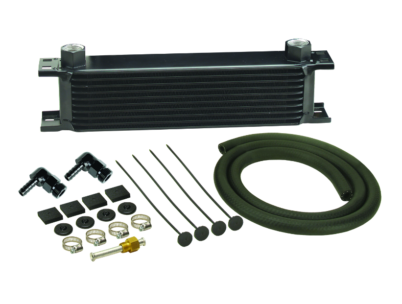 Derale 13411 10 Row Stack Plate Transmission Cooler Kit 90 Degree Swivel Fitting for Select AC 427, AC 428, AC Shelby Cobra, Audi 100, Audi 100 Quattro, Audi 90, Audi A4, Audi A4 Quattro, Audi A6, Audi A6 Quattro, Audi A7 Quattro, Audi A8, Audi A8