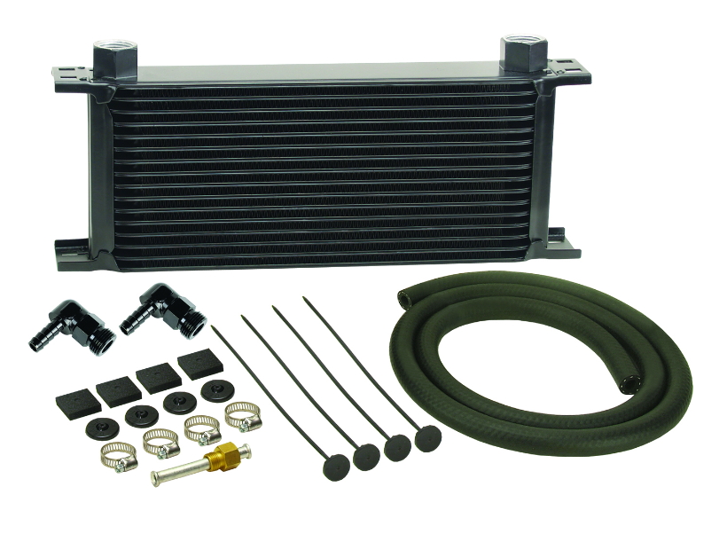 Derale 13412 16 Row Stack Plate Transmission Cooler Kit 90 Degree Swivel Fitting for Select Audi A8 Quattro, Audi S6, Audi S8, BMW 750iL, BMW 760Li, BMW 760i, BMW 850Ci, BMW 850i, BMW M760i xDrive, Bentley Arnage, Bentley Azure, Bentley Bentayga, Bentley