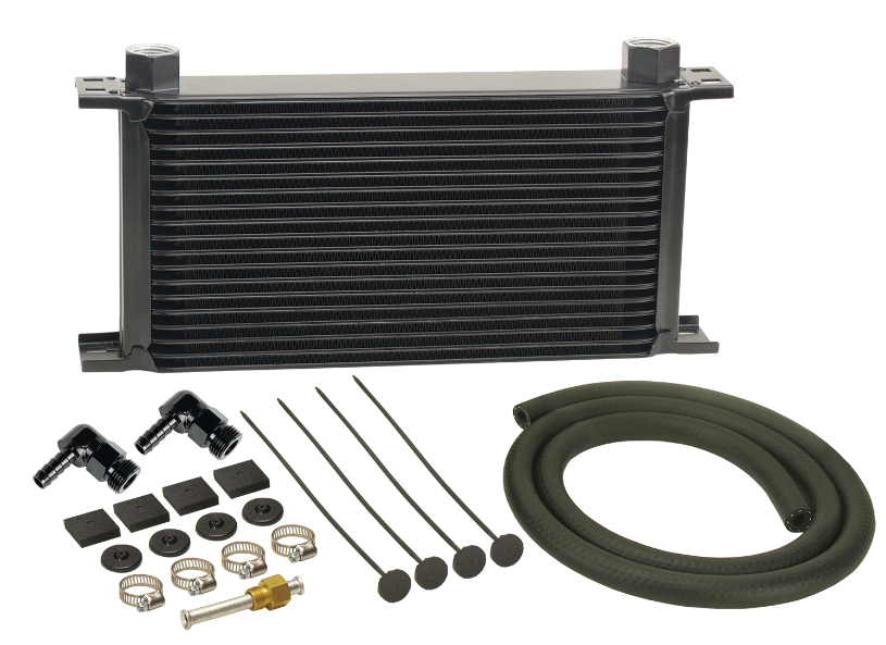 Derale 13413 16 Row Stack Plate Transmission Cooler Kit, 90 Degree Swivel Fitting for Select AM General DJ5, AM General FJ8, AM General Hummer, Dodge B100, Dodge B150, Dodge B1500, Dodge B200, Dodge B250, Dodge B2500, Dodge B300, Dodge B350, Dodge B3500,