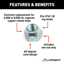 Load image into Gallery viewer, CURT 134581 60° Cone Trailer Lug Nut - 9/16"-18
