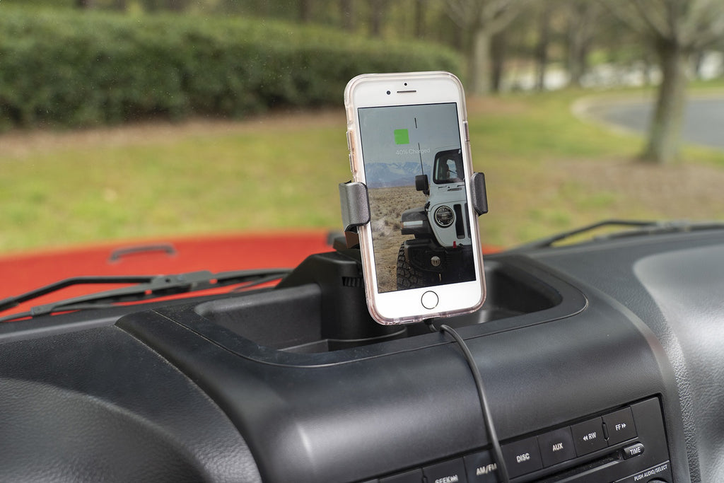 Rugged Ridge 13551.34 Dash Multi-Mount Charging Phone Kit for Select Jeep Wrangler, Jeep Wrangler JK