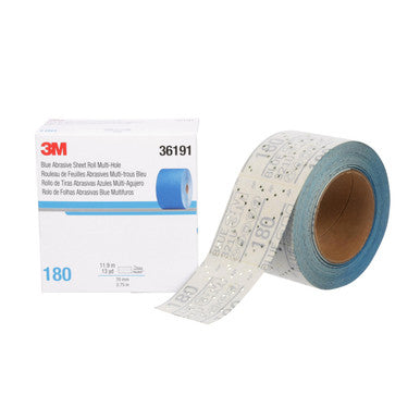 3M 36191 Hookit Blue Abrasive Sheet Roll Multi-hole, 180, 2.75 in x 13 y