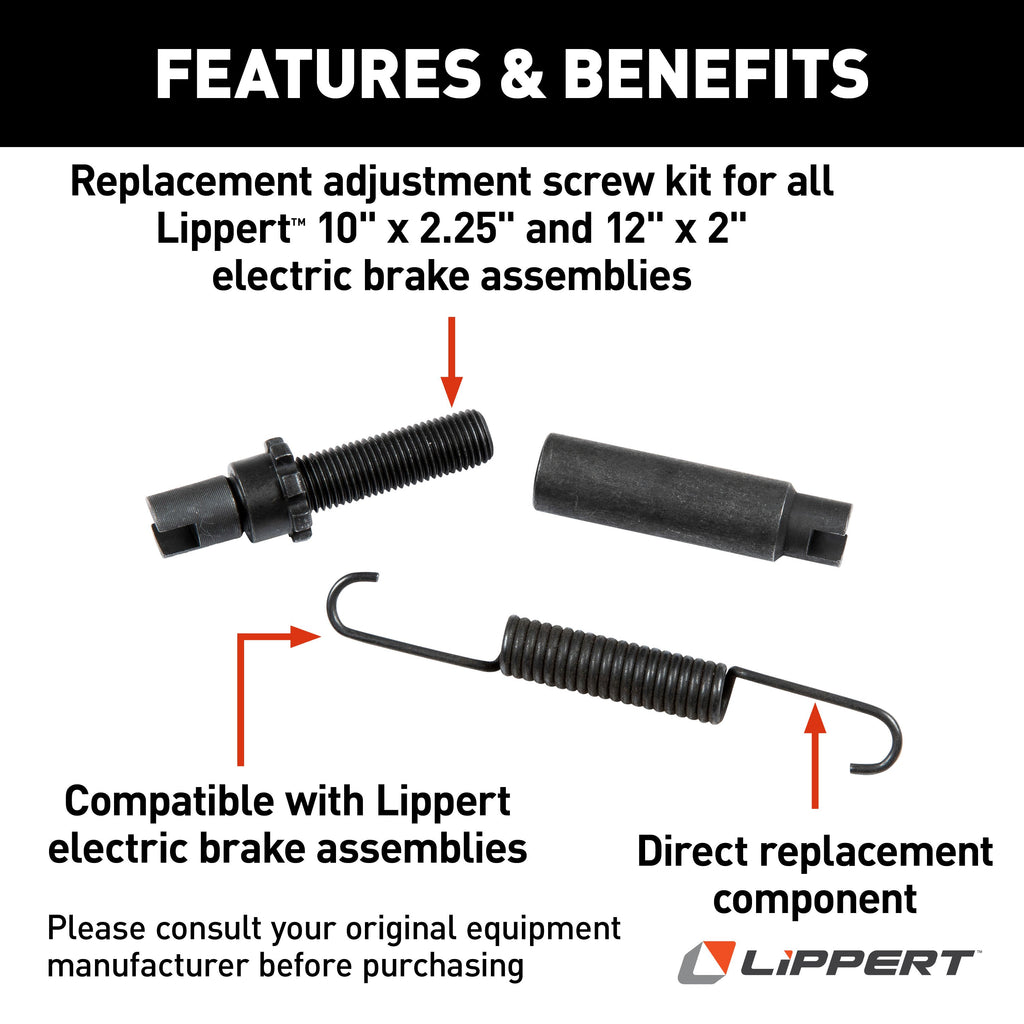 CURT 136453 Adjuster Screw & Spring Kit for 10" & 12" RV Trailer Electric Brake Assemblies
