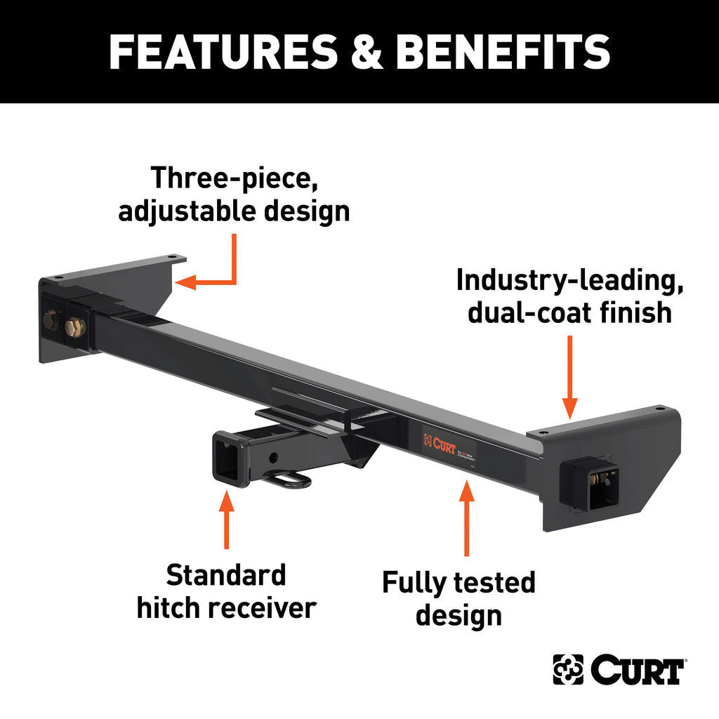 CURT 13701 Adjustable RV Trailer Hitch, 2" Receiver (Up to 51" Frames, 2" Drop)