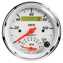 Load image into Gallery viewer, AutoMeter 1381 GAUGE, TACH/SPEEDO, 3 3/8", 120MPH &amp; 8K RPM, ELEC. PROGRAM., ARCTIC WHITE