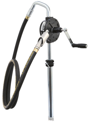 Lincoln Industrial 1385-H Premium 3-Vane Rotary Drum Pump For 16-55 Gallon Drums, With 8 In. Heavy-Duty Hose and Nozzle