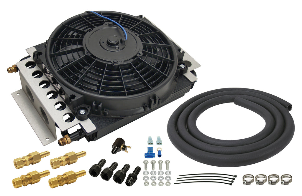 Derale 13900 16 Pass Electra-Cool Remote Transmission Cooler Kit, -6AN Inlets for Select Buick Estate Wagon, Buick Roadmaster, Chevrolet Blazer, Chevrolet Chevy Pickup, Chevrolet El Camino, Chevrolet Equinox, Chevrolet G10, Chevrolet K10, Chevrolet K10