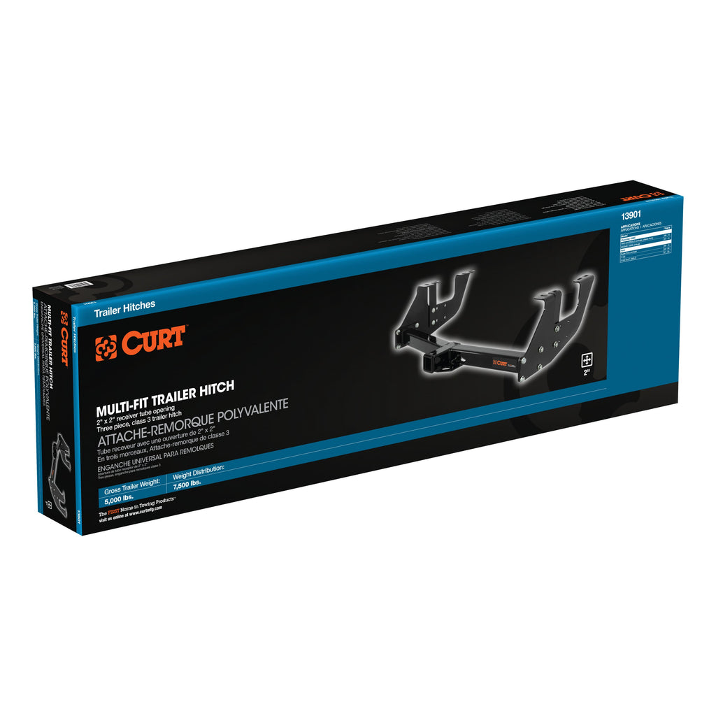 CURT 13901 Class 3 Multi-Fit Trailer Hitch with 2" Receiver