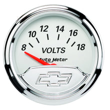 Load image into Gallery viewer, AutoMeter 1391-00408 GAUGE, VOLTMETER, 2 1/16", 18V, ELEC, CHEVROLET HERITAGE BOWTIE