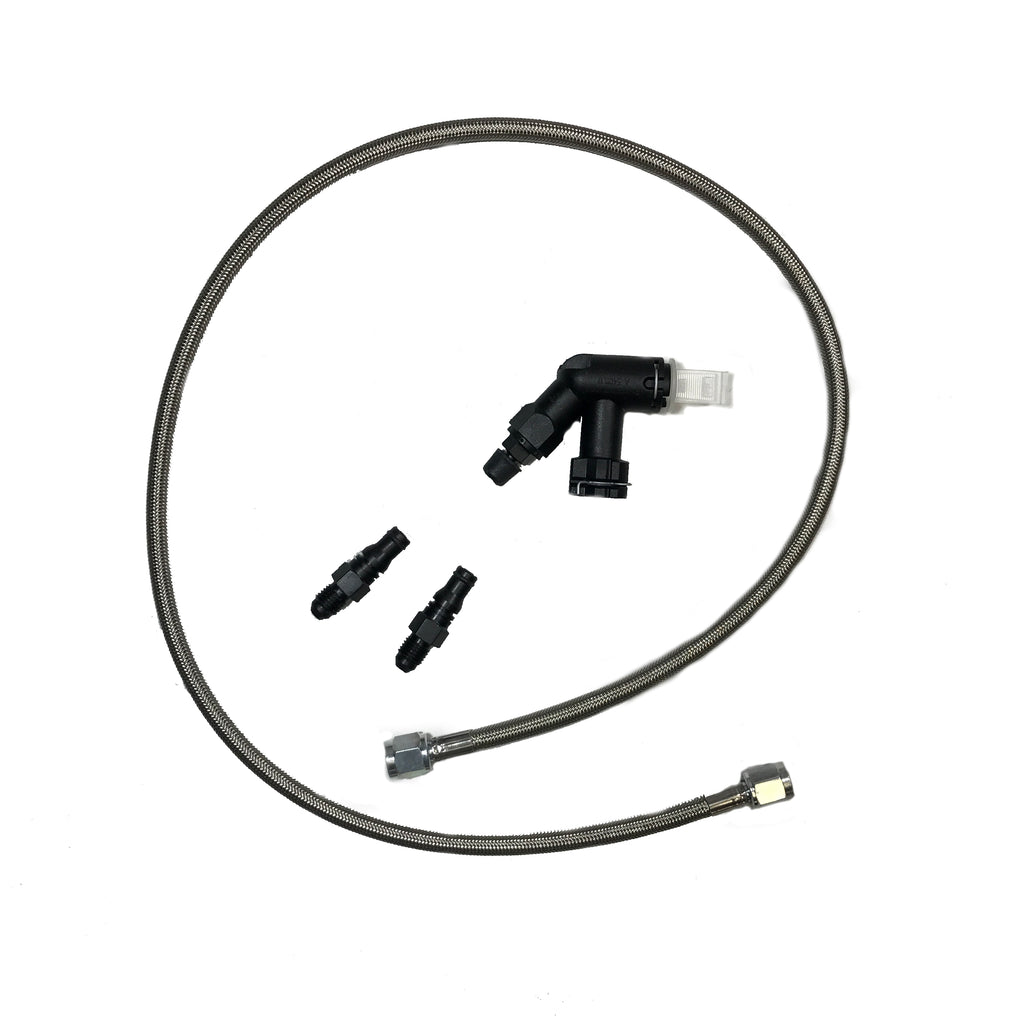 McLeod 139252 Stainless Steel Braided Line: Double -4 AN: Female: 36 in.: w/Bleeder for Select Ford Mustang