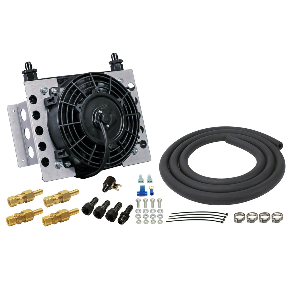 Derale 13950 15 Row Atomic Cool Plate & Fin Remote Transmission Cooler Kit, -6AN for Select Chevrolet Astro, Chevrolet C10, Chevrolet C10 Suburban, Chevrolet C1500, Chevrolet C1500 Suburban, Chevrolet C20, Chevrolet C20 Suburban, Chevrolet C2500
