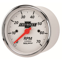 Load image into Gallery viewer, AutoMeter 1398-00408 GAUGE, TACHOMETER, 3 1/8", 7K RPM, IN-DASH, CHEVROLET HERITAGE BOWTIE