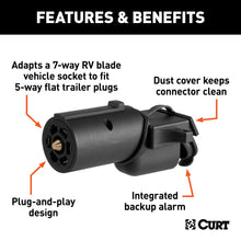 Load image into Gallery viewer, CURT 57725 Adapter with Backup Alarm (7-Way RV Blade Vehicle to 5-Way Flat Trailer) - Truck Part Superstore