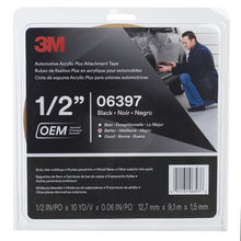 Load image into Gallery viewer, 3M 06397 Automotive Acrylic Plus Attachment Tape, Black, 1.52 mm, 1/2 in x 10 yd