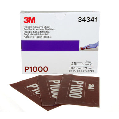 3M 34341 Hookit Flexible Abrasive Sheet, P1000, 5.5 in x 6.8 in