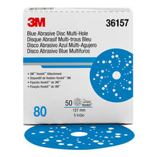 Load image into Gallery viewer, 3M 36157 Hookit Blue Abrasive Disc 321U Multi-hole, 5 in, 80