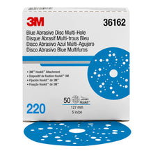 Load image into Gallery viewer, 3M 36162 Hookit Blue Abrasive Disc Multi-hole, 5 in, 220 grade
