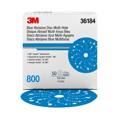 3M 36184 Hookit Blue Abrasive Disc 321U Multi-hole, 6 in, 800