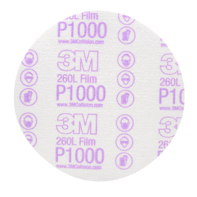 3M 00969 Hookit Finishing Film Abrasive Disc 260L, 6 in, P1000