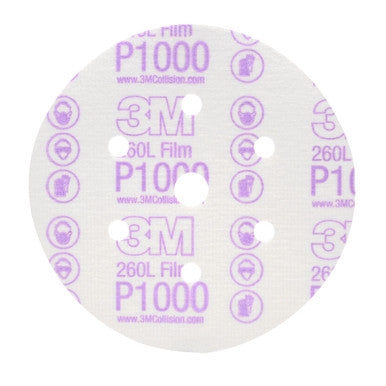 3M 01069 Hookit Finishing Film Abrasive Disc 260L, 6 in, Dust Free, P1000