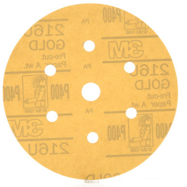 3M 01073 Hookit Gold Disc Dust Free 216U, 6 in, P400