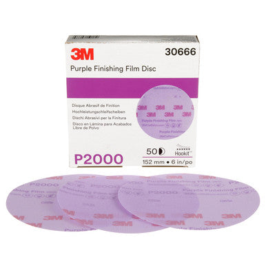3M 30666 Hookit Purple Finishing Film Abrasive Disc 260L, 6 in, P2000