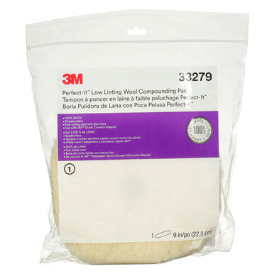 3M 33279 Perfect-It Low Linting Wool Compounding Pad, 9 in