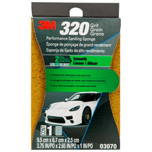 Load image into Gallery viewer, 3M 03070C Performance Sanding Sponge, 03070, 1 inch x 2-5/8 inch, 320 Grit