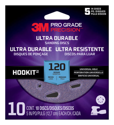 3M DUH5120TRI-10I Pro Grade Precision Ultra Durable Universal Hole Sanding Disc, 5 inch UH, 120, 10/Pack