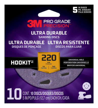 3M DUH5220TRI-10I Pro Grade Precision Ultra Durable Universal Hole Sanding Disc, 5 inch UH, 220, 10/pack