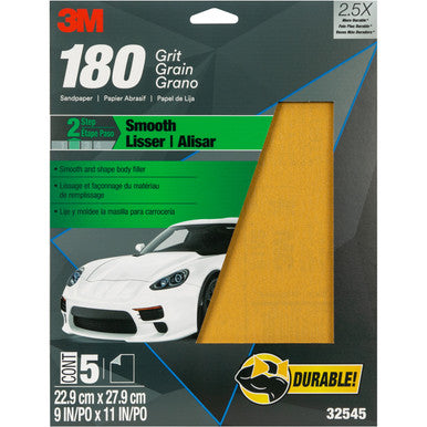 3M 32545 Sandpaper, 180 Grit, 9 in x 11 in