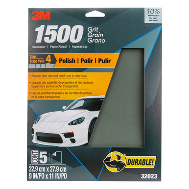 3M 32023 Wetordry Sandpaper, 1500 Grit, 9 in x 11 in