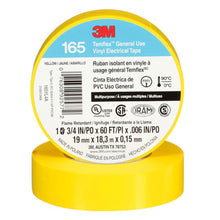 Load image into Gallery viewer, 3M 165YL4A Temflex Vinyl Electrical Tape 165, Yellow, 3/4 in x 60 ft (19 mm x 18 m), 6 mil
