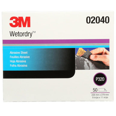 3M 02040 Wetordry Abrasive Sheet 213Q, P320, 9 in x 11 in