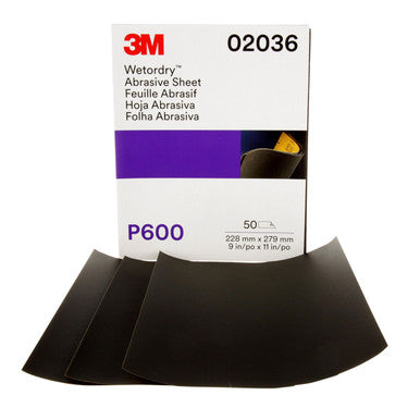 3M 02036 Wetordry Abrasive Sheet 213Q, P600, 9 in x 11 in