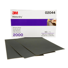 Load image into Gallery viewer, 3M 02044 Wetordry Abrasive Sheet 401Q, 2000, 5 1/2 in x 9 in