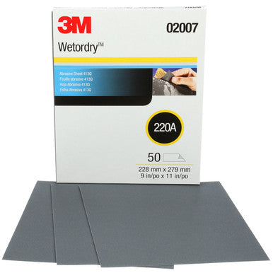 3M 02007 Wetordry Abrasive Sheet 413Q, 220, 9 in x 11 in