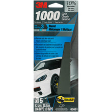 Load image into Gallery viewer, 3M 03001NA Wetordry Sandpaper, 3-2/3 in X 9 in, 1000 Grit, 5/Pack