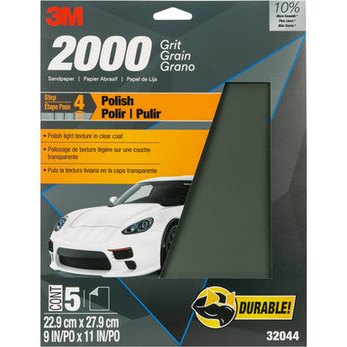 3M 32044 Wetordry Sandpaper, 2000 Grit, 9 in x 11 in