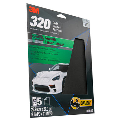 3M 32040 Wetordry Sandpaper, 320 Grit, 9 inch x 11 inch