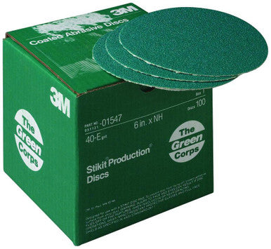 3M 01547 Green Corps Stikit Production Disc, 6 in, 40 grit