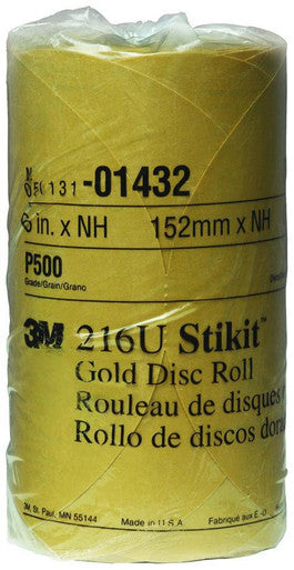 3M 01432 Stikit Gold Disc Roll, 6 in, P500